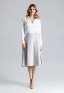 Spódnice - Elegancka SPÓDNICA rozkloszowana KRYTY ZAMEK szara XL - miniaturka - grafika 1