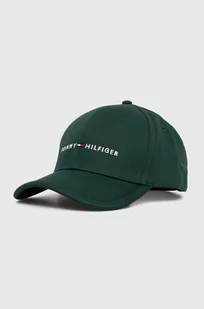 Tommy Hilfiger czapka z daszkiem bawełniana kolor zielony z aplikacją - Czapki męskie - miniaturka - grafika 1