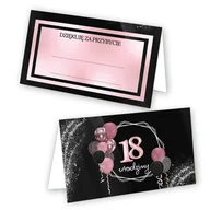 Kartki okolicznościowe i zaproszenia - Winietki na Stół na 18 Urodziny Różowe Balony - 10 sztuk - miniaturka - grafika 1