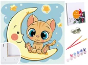 Malowanie po numerach - Zestaw do malowania po numerach, 20x20, Kot Na Księżycu - miniaturka - grafika 1