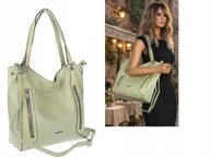 Torebki damskie - Torebka Damska Listonoszka Worek Shopper Torba na Ramię SR8257 Zielona - miniaturka - grafika 1