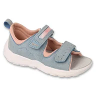 Buty dla dziewczynek - Befado sandałki dziecięce wkładka skórzana 721P014 niebiesko-różowe niebieskie - miniaturka - grafika 1