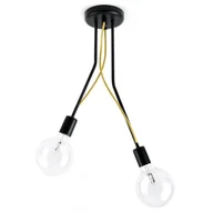 Lampy sufitowe - Czarna lampa sufitowa Loft Tubo 4 lampa z metalowych rurek KOLOROWE KABLE - miniaturka - grafika 1