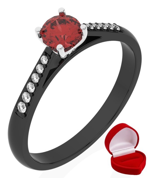 ZŁOTY PIERŚCIONEK ZARĘCZYNOWY 585 14k RUBIN 0,30 ct CZARNE ZŁOTO R6
