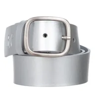 Paski - Klasyczny Pasek Damski VerMari Skórzany Srebrny Mat 4 cm - miniaturka - grafika 1