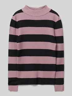 Sweter o kroju slim fit z prążkowanej dzianiny z rozcięciem na rękawie - Swetry dla dziewczynek - miniaturka - grafika 1