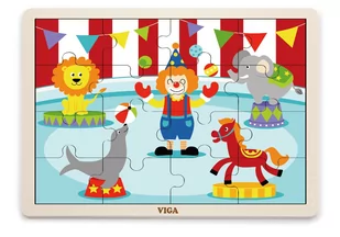 VIGA 51455 Puzzle na podkładce 16 elementów - wizyta w Cyrku - Puzzle - miniaturka - grafika 1