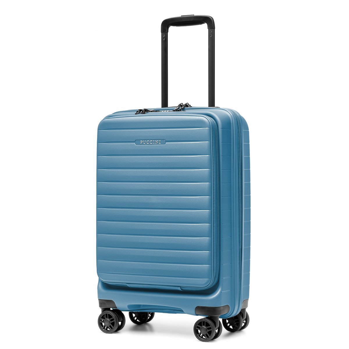 PUCCINI Walizka Kabinowa Podróżna z Kieszenią Zewnętrzną Niebieska PP028C-7