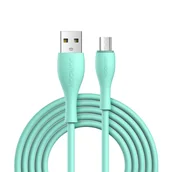 Kable USB - Kabel przewód USB-A - microUSB 3A wskaźnik ładowania 2m zielony - miniaturka - grafika 1
