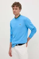 Bluzy męskie - Lacoste bluza męska kolor niebieski gładka - miniaturka - grafika 1