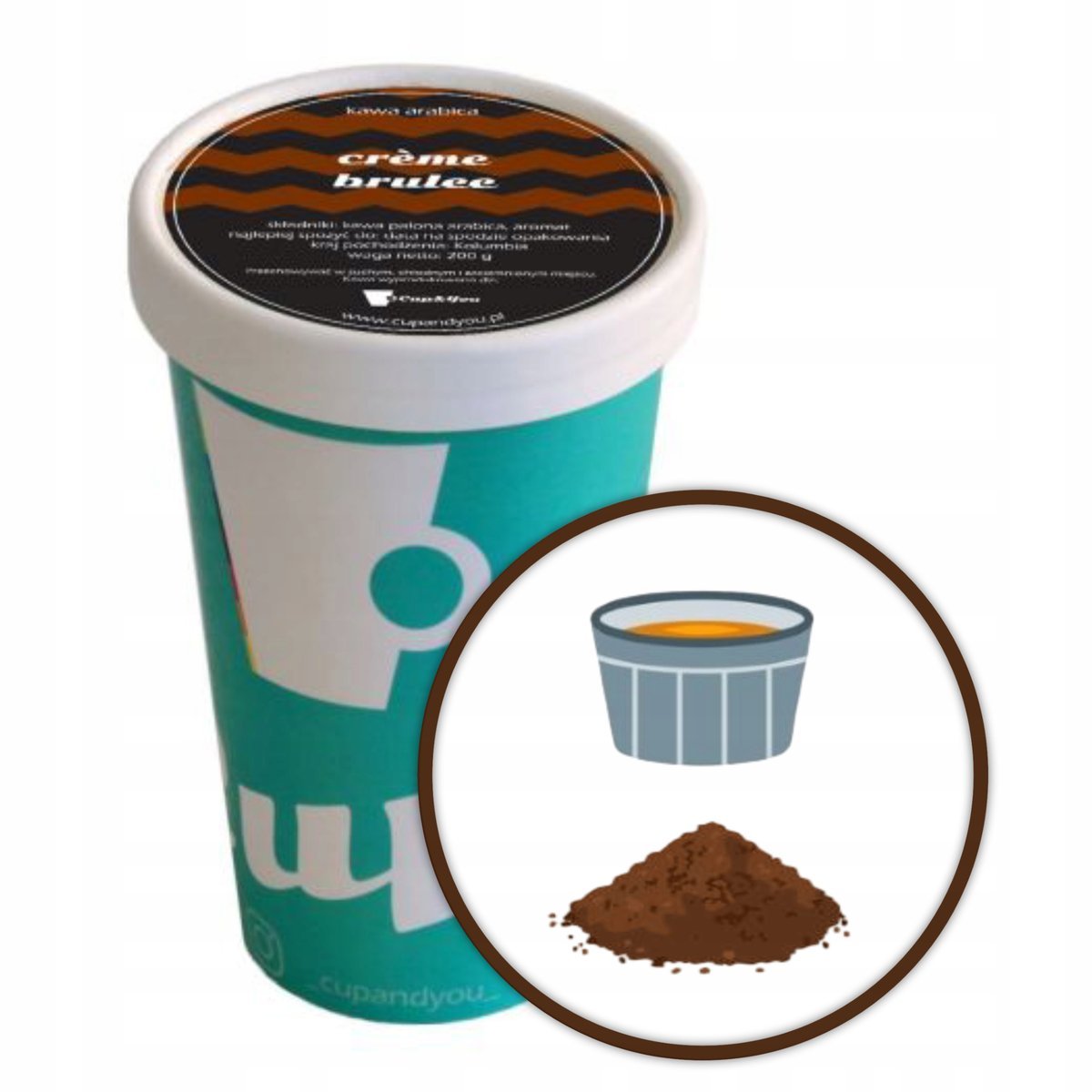 Kawa aromatyzowana smakowa CREMEE BRULEE mielona KUBEK PREMIUM 200g premium - smakowa uczta dla podniebienia