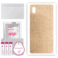Szkła hartowane na telefon - Folia naklejka skórka strukturalna na TYŁ do Sony Xperia ACE III -  Tkanina Denim Beżowy - apgo SKINS - miniaturka - grafika 1