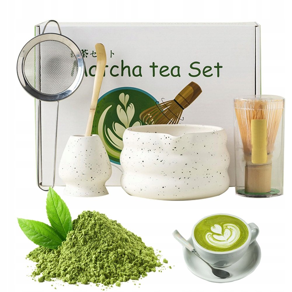 Zestaw Do Matchy 5W1 Ceramiczny Czarka Miotełka Łyżeczka Do Herbaty Matcha
