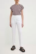 Spodnie damskie - Marella spodnie damskie kolor biały fason cygaretki high waist 2413131032200 - miniaturka - grafika 1