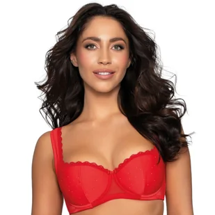 Biustonosz Balkonetka Usztywniany Stanik Szerokie Ramiączka Czerwony 75G - Biustonosze - miniaturka - grafika 1