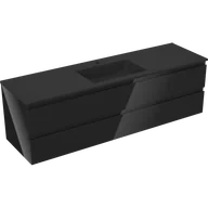 Szafki łazienkowe - Mexen Orio szafka łazienkowa 160 cm z umywalką Otis, 2 szuflady, czarna połysk/czarna mat - 91A10-16047-2-BFF70-W18M71 - miniaturka - grafika 1