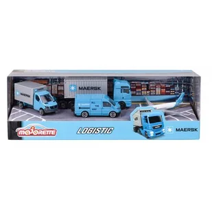 Majorette Samochody Zestaw Podarunkowy Logistic Maersk Giftpack 1:64 - Samochody i pojazdy dla dzieci - miniaturka - grafika 1