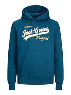 Bestseller A/S Męska bluza z kapturem JJELOGO Sweat Hood 2 COL 23/24 NOOS PLS, Sailor Blue, 4XL, niebieski (Sailor Blue) - Bluzy męskie - miniaturka - grafika 1