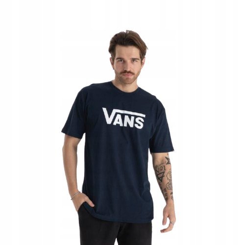 VANS GRANATOWY BAWEŁNIANY T SHIRT MĘSKI Z OKRĄGŁYM DEKOLTEM L 6BA