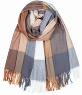 Apaszki i szaliki damskie - Ciepły szal szalik w kratę z frędzlami Piękne kolory Długi - miniaturka - grafika 1