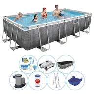 Baseny ogrodowe - Basen wraz z akcesoriami - Bestway Power Steel 549x274x122 cm - Prostokątny - Rattan - miniaturka - grafika 1