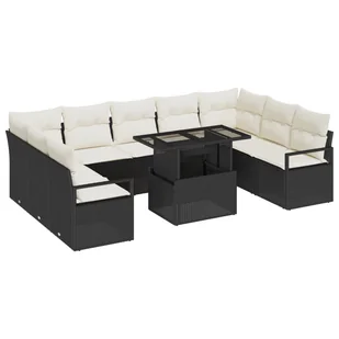 vidaXL 10-częściowy zestaw sof ogrodowych z poduszkami czarny technorattan, vidaXL 2-osobowa sofa ogrodowa z poduszkami czarny technorattan - Sofy ogrodowe - miniaturka - grafika 1