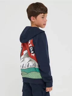 Swetry dla chłopców - Sinsay - Bluza z kapurem - granatowy - grafika 1