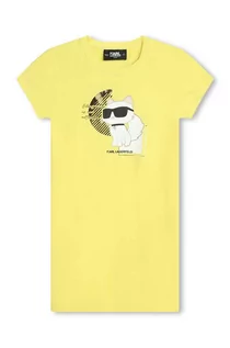 Sukienki i spódniczki dla dziewczynek - Karl Lagerfeld sukienka dziecięca kolor żółty mini prosta - grafika 1