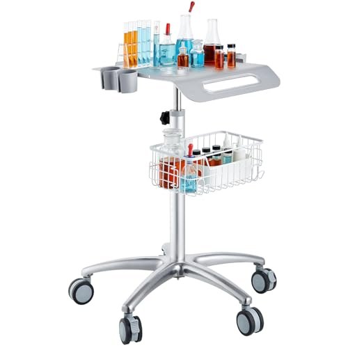 VEVOR Wózek medyczny, wózek do salonu z kółkami, mobilny wózek 68-109 cm, regulacja wysokości, stacje salonowe z metalu dla fryzjerów, wózek laboratoryjny na biurko do kliniki, piękna i salonu