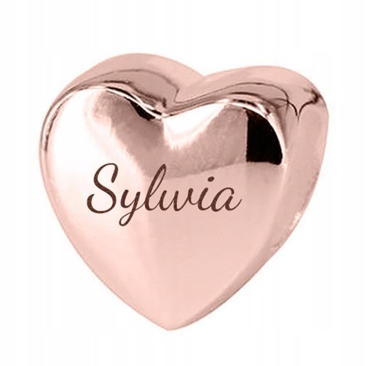 Charms Pozłacany Serce z Imieniem Grawerem Twoje imię SREBRO 925 + GRAWER