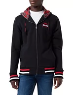 Bluzy męskie - Lonsdale Męska bluza z kapturem z zamkiem błyskawicznym Lancaster, czarny, XXL - miniaturka - grafika 1