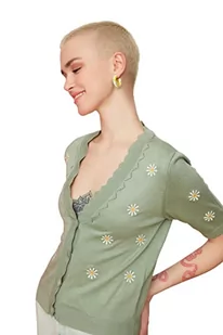 Trendyol Women's Minze haftowana potrójna kurtka z dzianiny kardigan, sweter, miętowy, średni - Swetry damskie - miniaturka - grafika 1