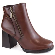 Botki damskie - Botki damskie na słupku ocieplane brązowe Sergio Leone BT323 - miniaturka - grafika 1