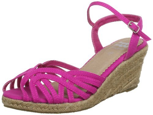 Ruby Brown Damskie High jute Wedges pasek na kostkę, różowy - Pink Hot Pink 050. - 36 EU