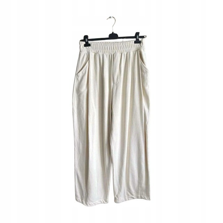Kremowe Spodnie Materiałowe Szerokie Rozmiar L *Reserved*