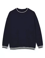 Swetry męskie - Build Your Brand Męska bluza College Crew, sweter dla mężczyzn z paskami na mankietach, dostępny w 3 kolorach, rozmiary S-5XL, granatowy/biały, XXL - miniaturka - grafika 1