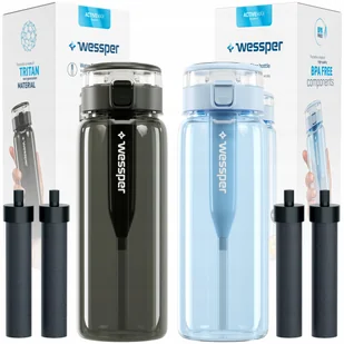 2x Butelka filtrująca Wessper Clarti 0,68l grafitowa + niebieska + 4x Filtr - Butelki filtrujące - miniaturka - grafika 1