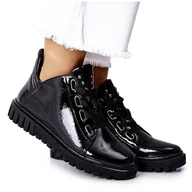 Półbuty damskie - Lakierowane Półbuty Sergio Leone PB210 Czarne - miniaturka - grafika 1