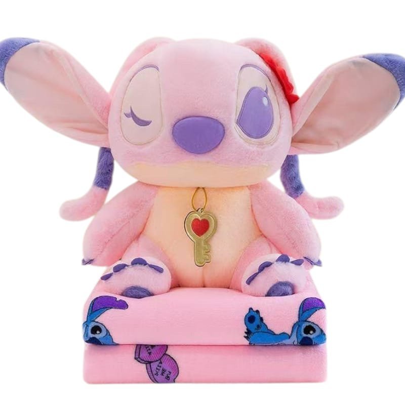 Pluszowa Maskotka Stitch z Kocykiem, Różowa, 40 cm dla Dzieci