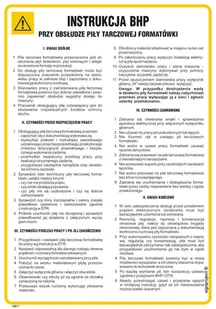 IAB11 INSTRUKCJA BHP PRZY OBSŁUDZE PIŁY TARCZOWEJ FORMATÓWKI, HN - PŁYTA ELASTYCZNA 0,4MM; (245X350MM) - Instrukcje stanowiskowe BHP - miniaturka - grafika 1