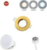 Żarówki LED - Reflektor wpuszczany GU10 35° obrotowy Ø80mm otwór wiercony aluminium w komplecie GU10 5W ciepła biała 350 lumen żarówka LED złota okrągła - miniaturka - grafika 1