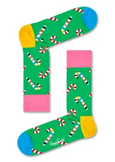 Skarpetki męskie - Happy Socks 2-Pack Christmas Cracker Candy Cane Gift Box, kolorowe i zabawne, Skarpetki dla kobiet i mężczyzn, Zielony-Biały-Czerwony (41-46) - grafika 1