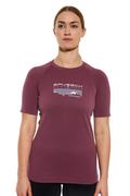 Koszulki sportowe damskie - Koszulka termoaktywna damska Brubeck Dynamic Outdoor SS13830 wrzosowy - miniaturka - grafika 1