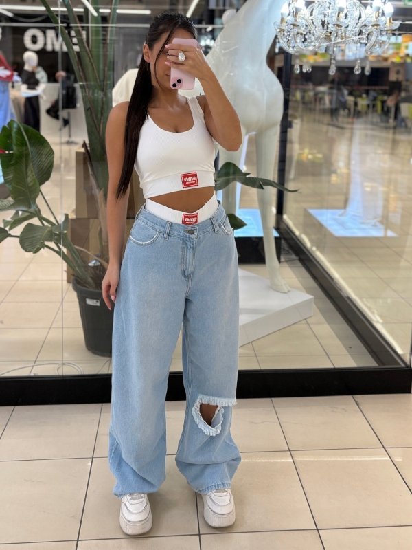 Spodnie Jeansy Z Dziurą Emo Niebieskie Roz. S Kurtka Legginsy Bluza T-shirt