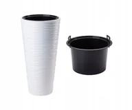 Donice - Doniczka Okrągła Sahara Dunes Slim 40 | Biały - miniaturka - grafika 1