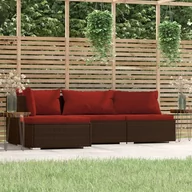 Sofy ogrodowe - Lumarko 4-cz. zestaw wypoczynkowy do ogrodu, poduszki, rattan PE, brąz - miniaturka - grafika 1