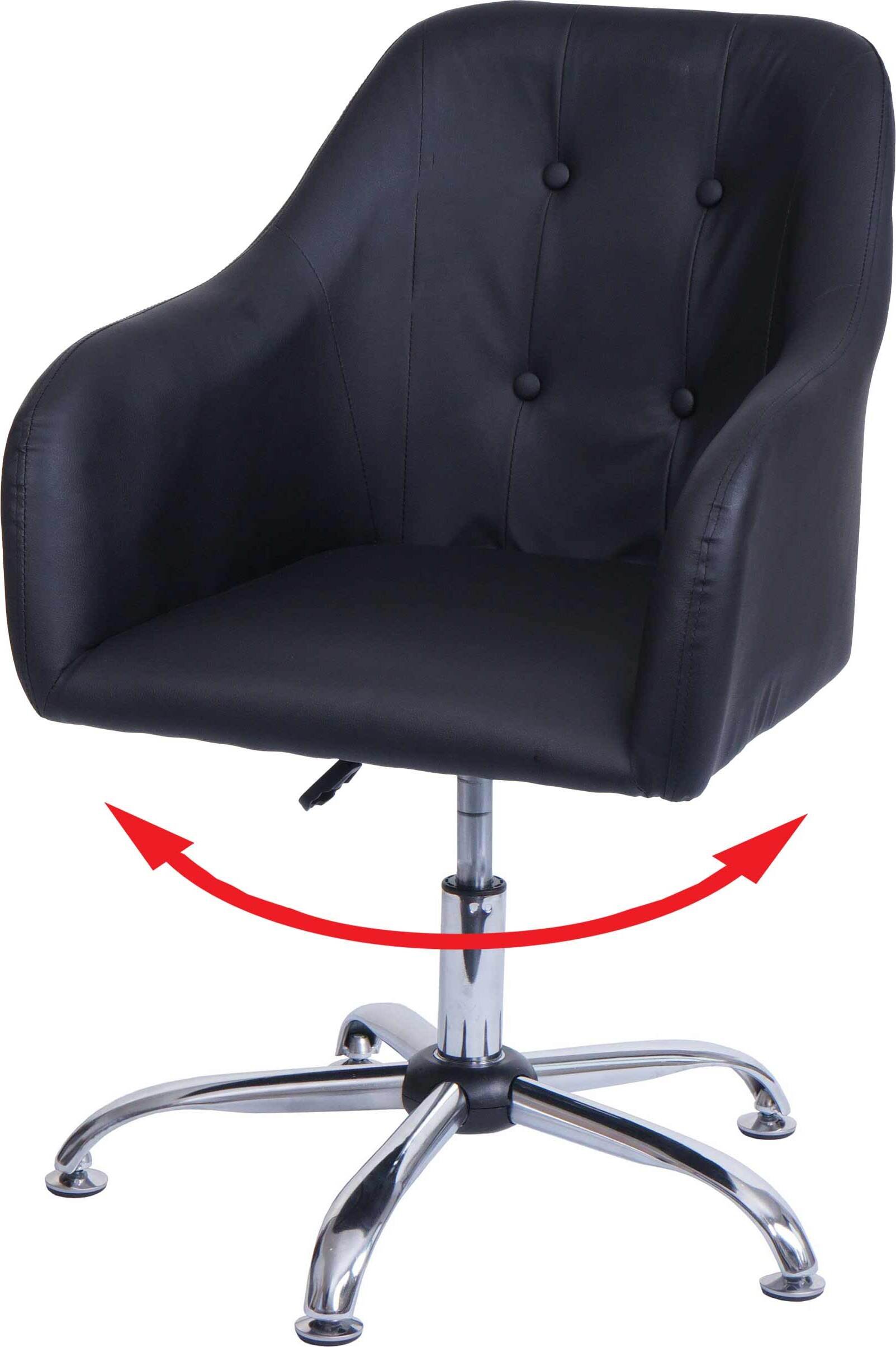 Krzesło do jadalni HWC-L92, krzesło kuchenne Krzesło z podłokietnikami, obrotowa regulacja wysokości metal ~ sztuczna skóra czarny