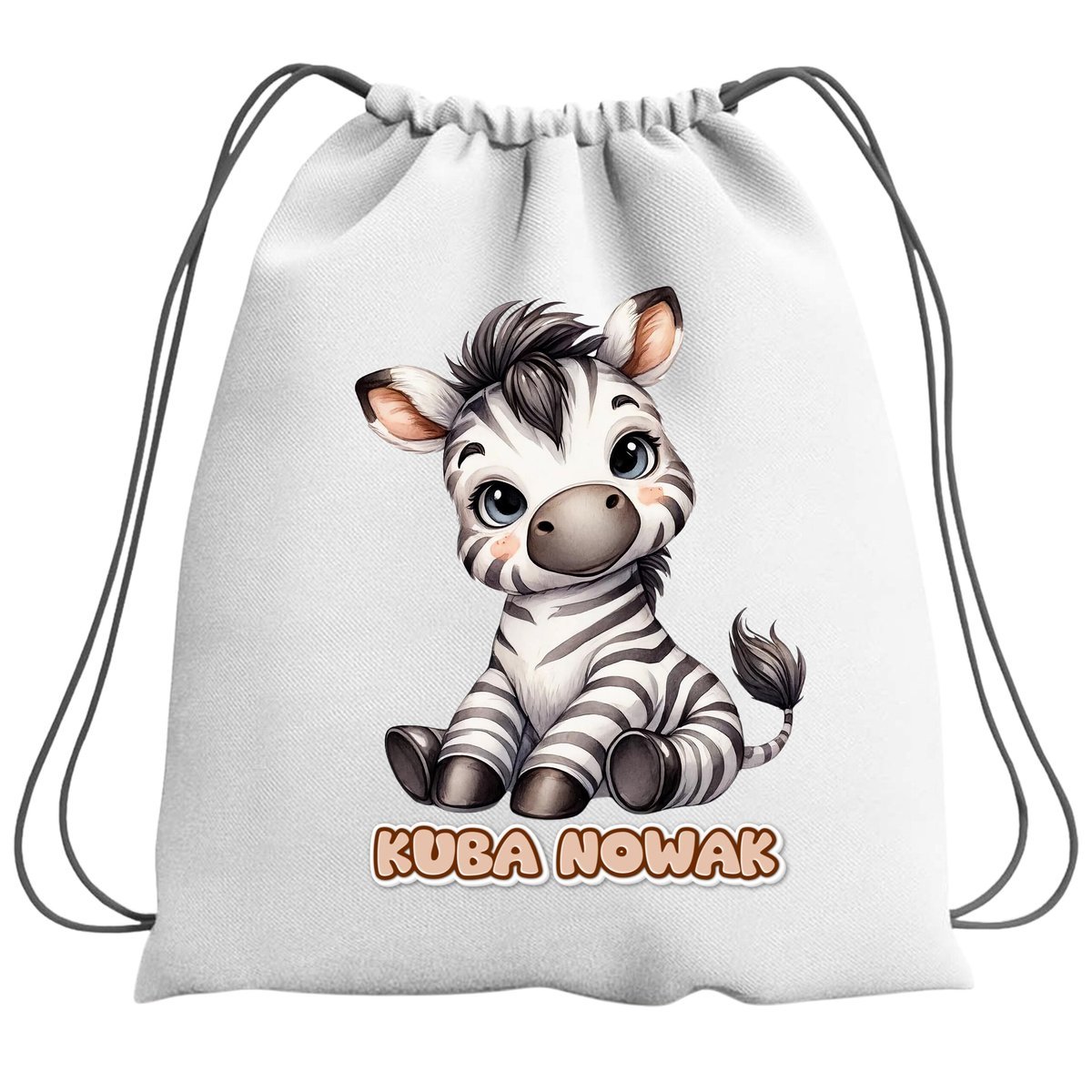 Plecak Worek Zebra Zebry Szkolny Na Buty WF Obuwie Z Napisem Dla Dziecka