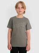 Koszulki dla chłopców - 4F T-shirt regular z nadrukiem chłopięcy - szary 122 (6-7 lat) - miniaturka - grafika 1