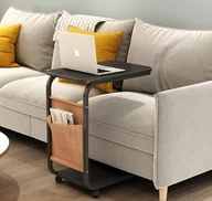 Ławy i stoliki kawowe - Mobilny Stolik Kawowy / Stolik Kawowy Boczny Na Kółkach - Czarny - miniaturka - grafika 1